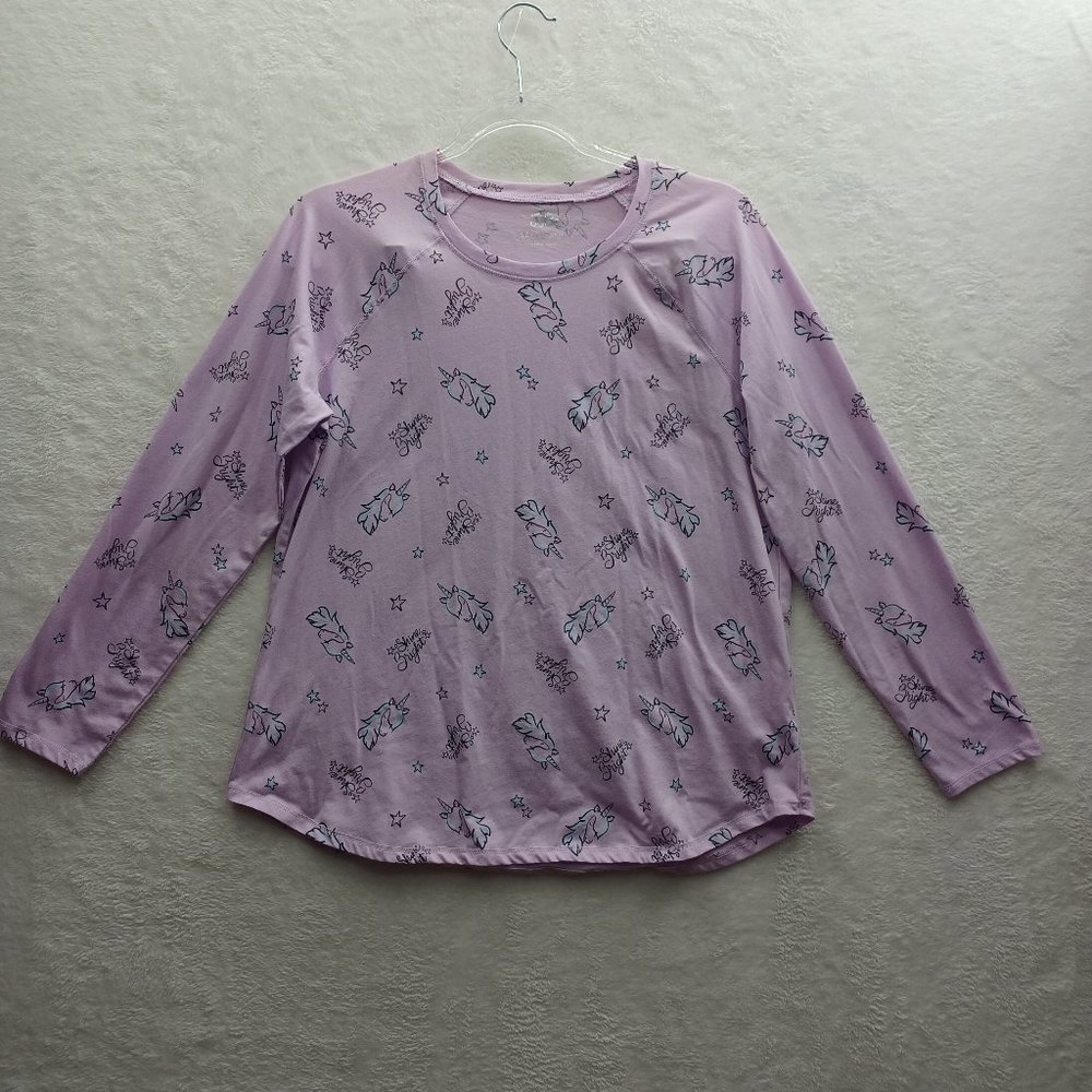 Justice Girls Long Sleeve Shirt Size 24 Unicorn Purple Shine Bright